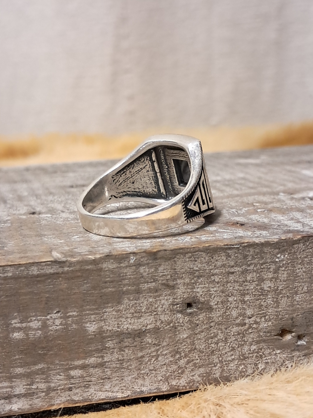 Vintage Art Deco 925 Sterling Silver Black Onyx Signet Ring Size 10.5 - Picture 4 of 7